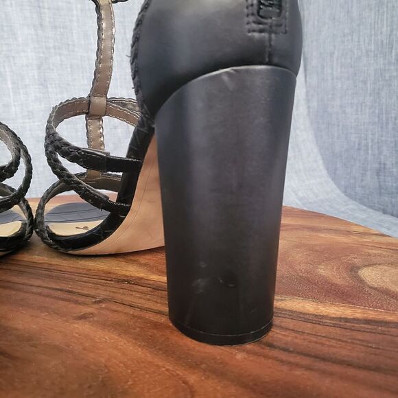 SAM EDELMAN Yordana Sandal Block Heel Braided Ankle Strap Black Women’s Size 9M - Picture 12 of 16